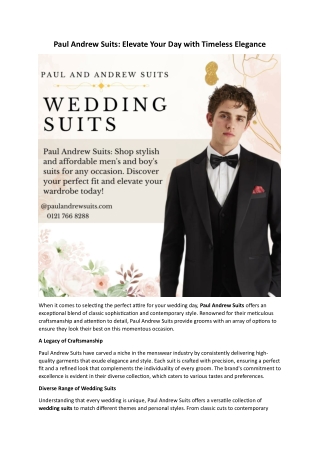 Paul Andrew Suits Elevate Your Day with Timeless Elegance