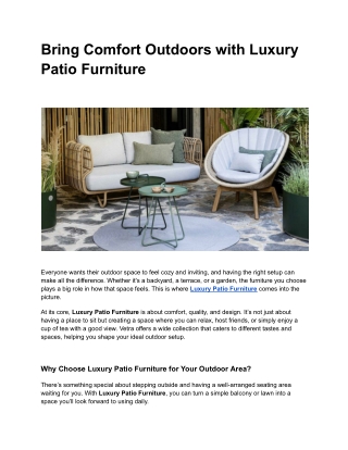 Stylish Seating for Everyday Outdoor Use