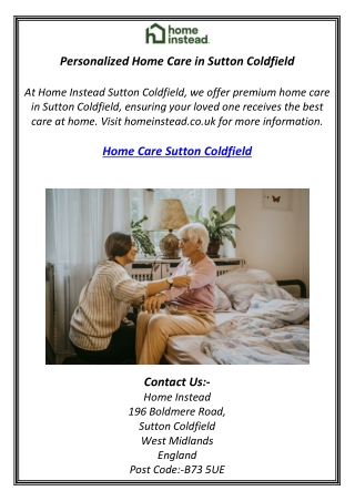 Personalized Home Care in Sutton Coldfield