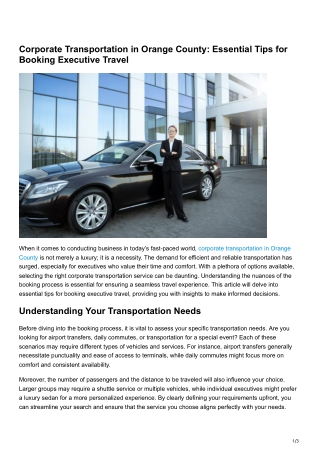 Corporate Transportation in Orange County Essential Tips for Booking Executive Travel
