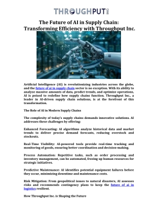 The Future of AI in Supply Chain Transforming Efficiency with Throughput Inc