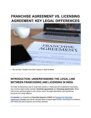 FRANCHISE AGREEMENT VS. LICENSING AGREEMENT_ KEY LEGAL DIFFERENCES