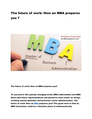 the future of work how an MBA prepares you