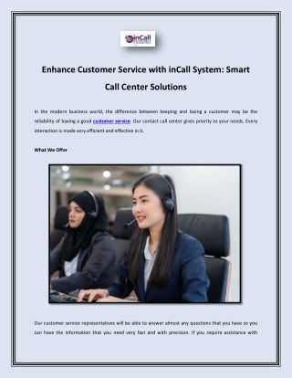 Enhance Customer Service with inCall System Smart Call Center Solutions