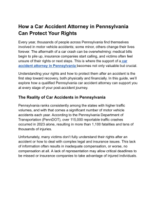 How a Car Accident Attorney in Pennsylvania Can Protect Your Rights