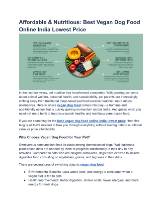 Affordable & Nutritious_ Best Vegan Dog Food Online India Lowest Price