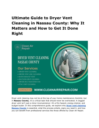 Dryer Vent Cleaning in Nassau County_ Why It Matters and How to Get It Done Right