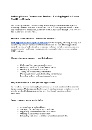 Web Application Development Services