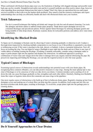 Just How to Manage Blocked Drains Near Me