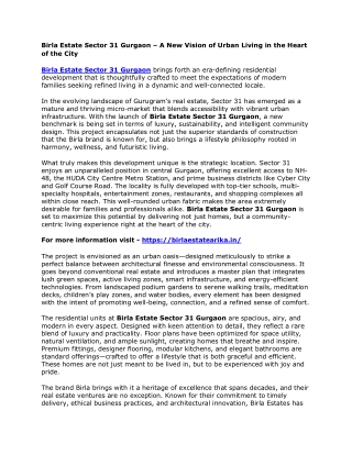 Birla Estate Sector 31 Gurgaon – A New Vision of Urban Living in the Heart of the City