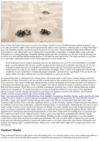 10 Necessary Pointers For Designing The Best Patio Cover