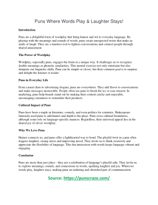 Puns Where Words Play & Laughter Stays!