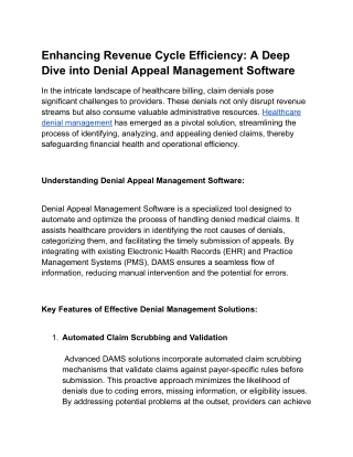 Enhancing Revenue Cycle Efficiency_ A Deep Dive into Denial Appeal Management Software