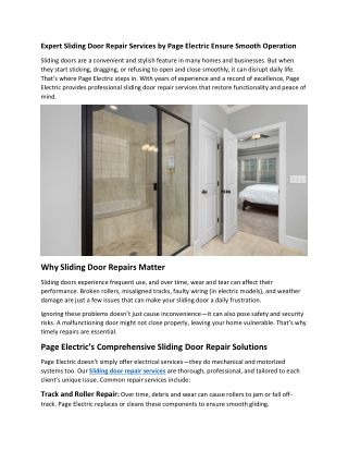 Expert Sliding Door Repair Services by Page Electric Ensure Smooth Operation