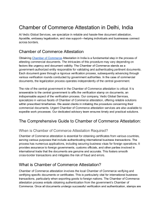 Chamber of Commerce Attestation in Delhi, India
