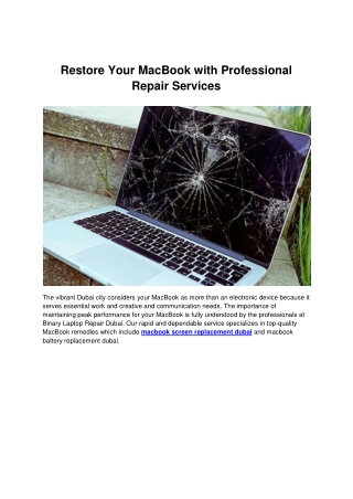 Restore Your MacBook with Professional Repair Services