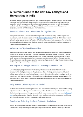 A Premier Guide to the Best Law Colleges and Universities in India