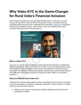 Why Video KYC Is the Game-Changer for Rural India’s Financial Inclusion