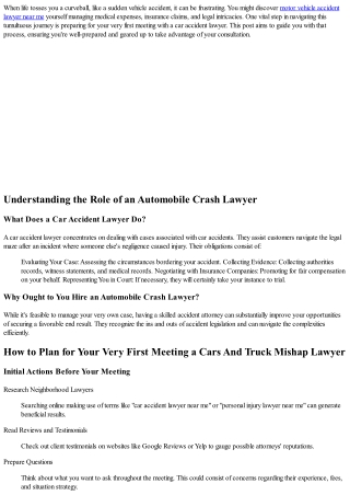 How to Prepare for Your Initial Meeting a Car Accident Lawyer