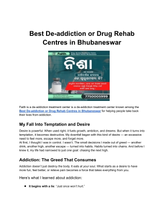 Best De-addiction or Drug Rehab Centres in Bhubaneswar