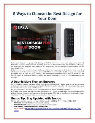 5 Ways to Choose the Best Design for Your Door