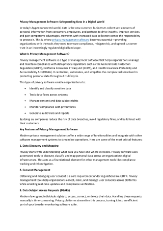 Privacy Management Software- Safeguarding Data in a Digital World