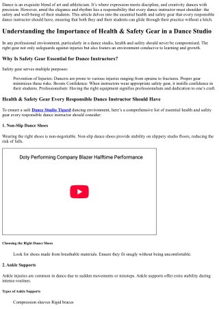 Health & Safety Gear Every Responsible Dance Instructor Should Have