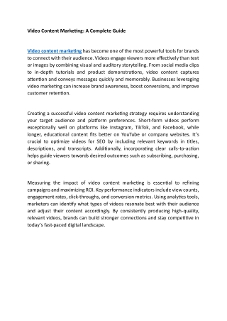 Video Content Marketing A Complete Guide