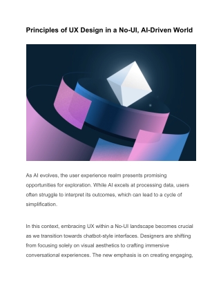 Principles of UX Design in a No-UI, AI-Driven World