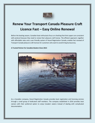 Renew Your Transport Canada Pleasure Craft Licence Fast – Easy Online Renewal