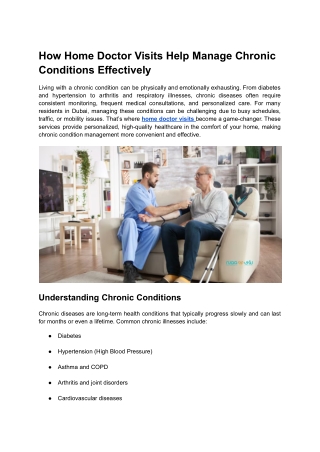 How Home Doctor Visits Help Manage Chronic Conditions Effectively