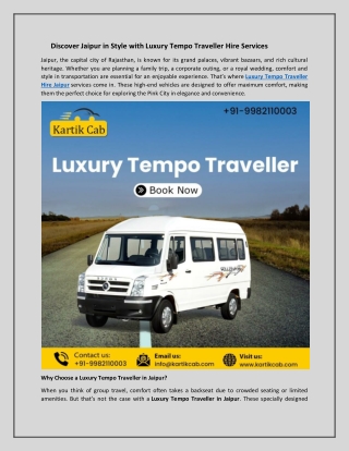 Discover Jaipur in Style with Luxury Tempo Traveller Hire Services