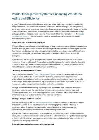 Vendor Management Systems