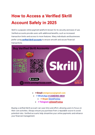 How to Access a Verified Skrill Account Safely in 2025