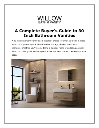 A Complete Buyer’s Guide to 30 Inch Bathroom Vanities