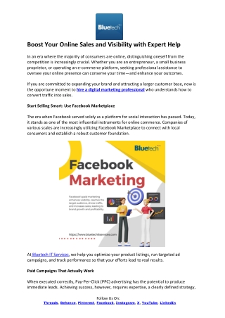 Bluetech IT Services - Facebook Marketing Service