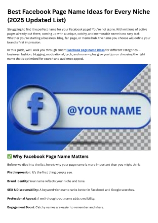 Facebook Page Name Ideas