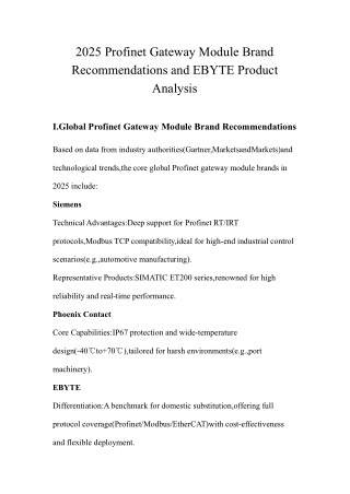 2025 Profinet Gateway Module Brand Recommendations