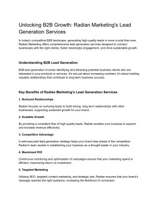 Unlocking B2B Growth_ Radian Marketing's Lead Generation Services