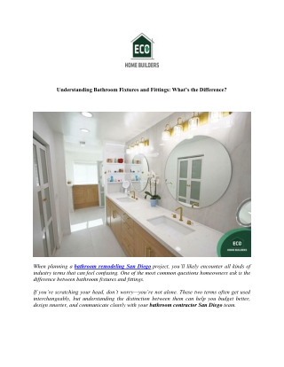 Understanding Bathroom Fixtures and Fittings What’s the Difference