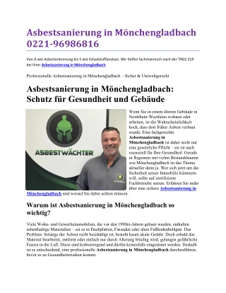 Asbestsanierung in Mönchengladbach 0221-96986816