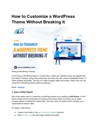 How to Customize a WordPress Theme Without Breaking It