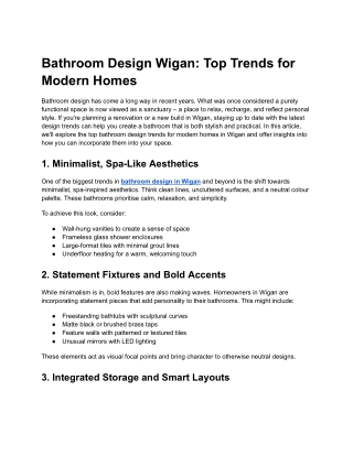 Bathroom Design Wigan_ Top Trends for Modern Homes