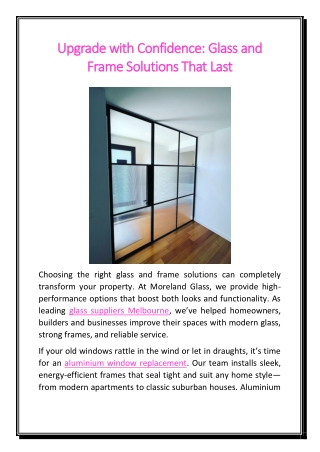 Upgrade with Confidence Glass and Frame Solutions That Last