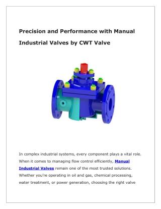 Durable Manual Industrial Valves for Precise Flow Control – CWT Valve