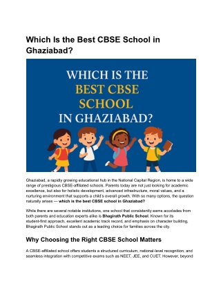 Which Is the Best CBSE School in Ghaziabad