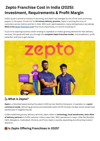 _Zepto Franchise Cost