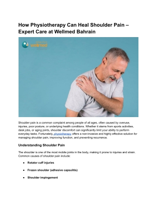 How Physiotherapy Can Heal Shoulder Pain – Expert Care at Wellmed Bahrain