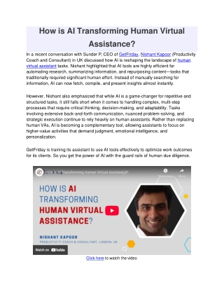 How is AI Transforming Human Virtual Assistance