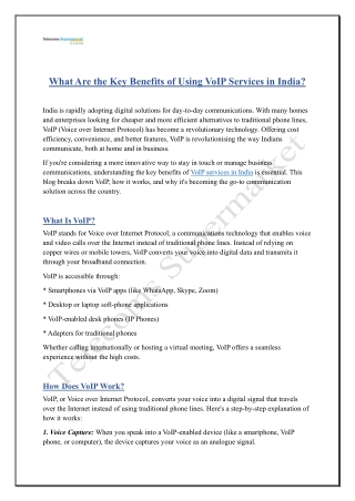 What Are the Key Benefits of Using VoIP Services in India
